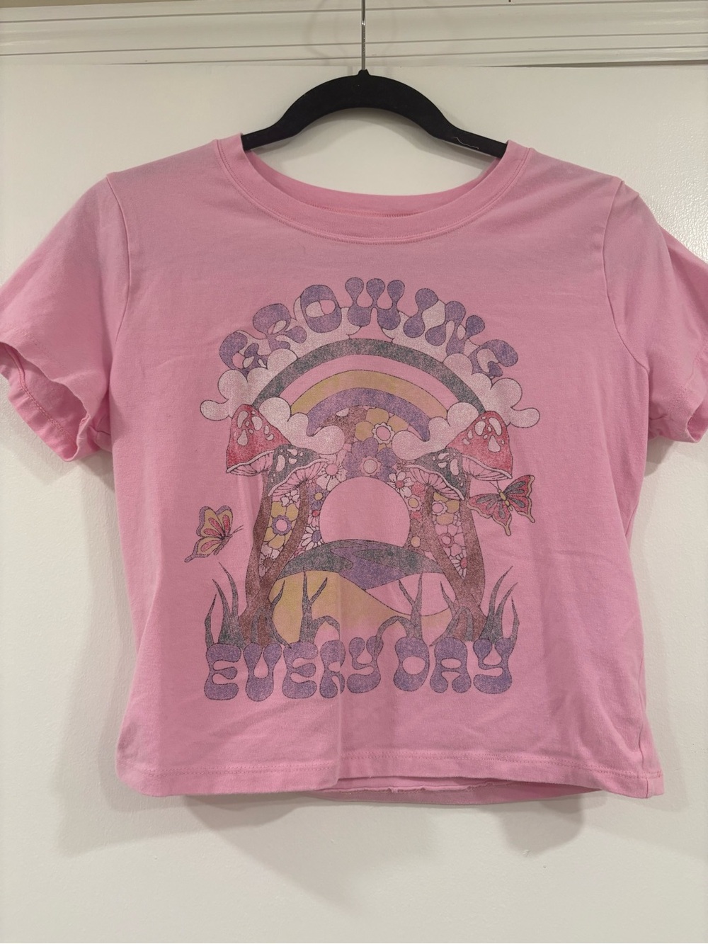 Hollister Pink Graphic Crop Tee